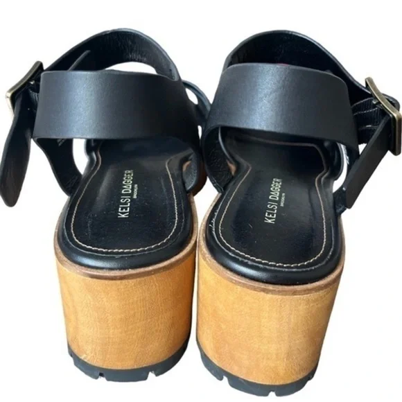 Anthropologie, Kelsey Dagger Webster Black Leather Platform, Clog Sandals - Picture 2 of 10